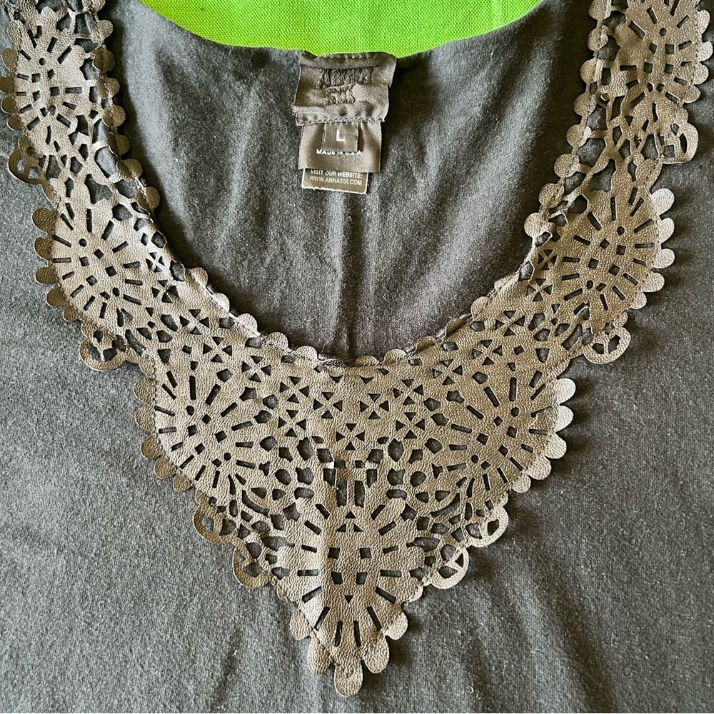 Anna Sui Faux Lace Detail Tee - Black - Picture 3 of 3